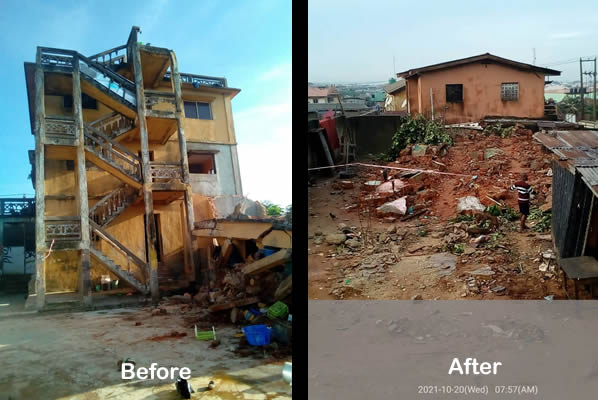 A near collapsed building