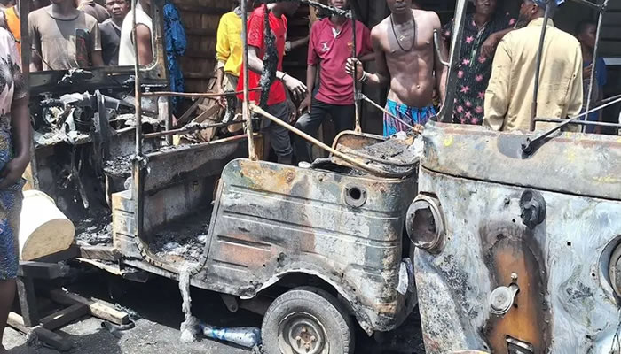 Four commercial tricyles, 6 shops, bungalow razed in Lagos gas explosion